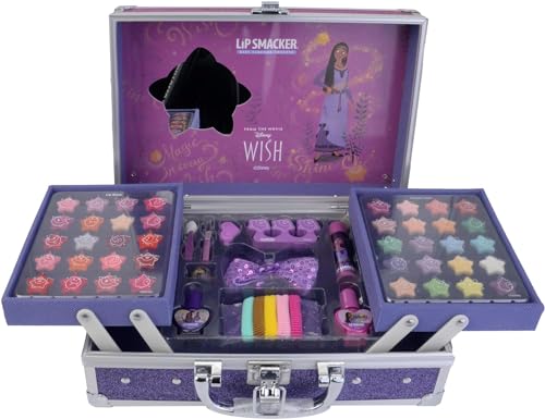 Lip Smacker Wish Makeup Traincase, Ensemble Maquillage 50 Pièces pour Enfants avec Palettes de Lèvres et Visage Colorées, Vernis à Ongles, Accessoires...