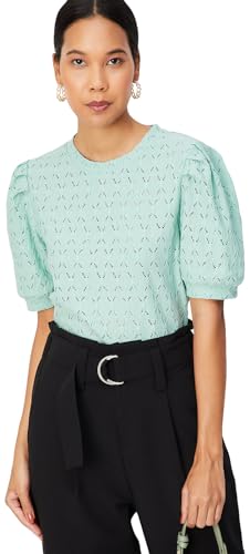 Image of Max Women Schiffli Knit Puffed Sleeve Regular Fit Top