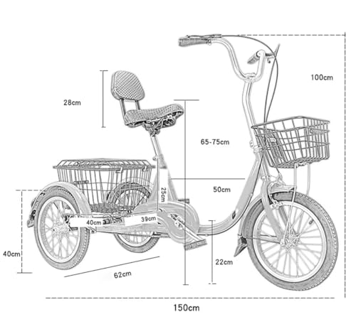 Triciclo Paseo 16" con Cesta, para Adultos y Mayores miniatura 7