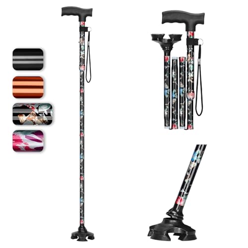supregear Bastón Plegable para Mayores - Bastón Ajustable 5 Niveles con Base Pivotante, Empuñadura en T y Correa Antideslizante supregear Bastón Plegable para Mayores - Bastón Ajustable 5 Niveles con Base Pivotante, Empuñadura en T y Correa Antideslizante