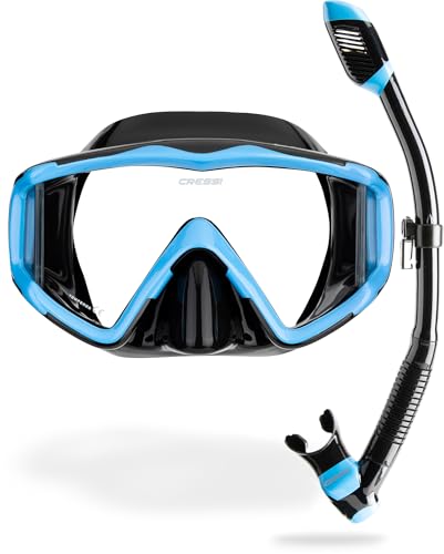 Cressi Pano 3 & Supernova Dry Mask & Snorkel Kits Black/Blue