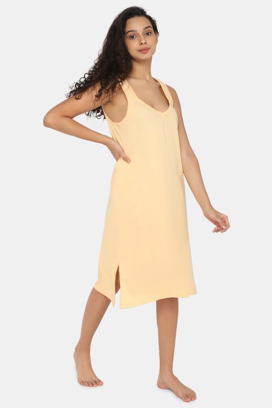Image of INTIMACY LINGERIE Knee-Length Cotton Slips for Women Maxi Nighty Slip 3 /4 Slip Short Nighty Comfortable Cotton Night Slip for Women