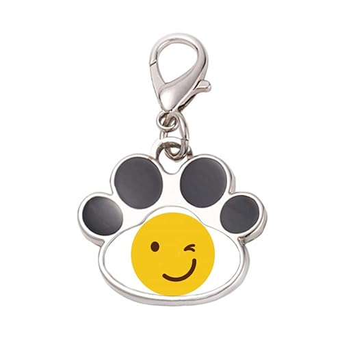 DIYthinker?Blink Sle Yellow Face Illustration Pattern Pet Tag Keychain Dog Cat ID
