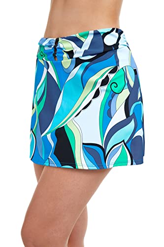 Profile By Gottex Women's Standard Retro Love Skirted Bottom, Multi/Blu, L #TOP2