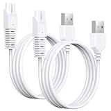 2Pcs Power Cord for Remington Smooth & Silky Electric Shaver WDF5030A, WDF4816NA, WDF4821US, WDF4825, Women’s Shaver & Trimmer Replacement Charging Cable, White