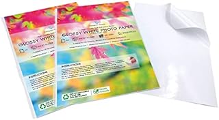 Evergreen Goods 2 x 50 Sheets A4 Premium WHITE GLOSSY Self Adhesive Photo Paper | Splashproof High Resolution Printing Labels | Make from Home - Product Labelling, Sticker Making, Model Decals & More