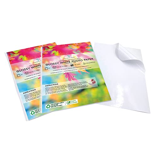 100 arkuszy A4 biały błyszczący papier z naklejkami premium samoprzylepny obraz druk w wysokiej rozdzielczości/samoprzylepny arkusz papieru z etykietami