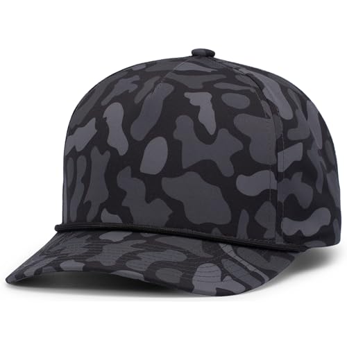 Pacific Headwear Standard Duck Camo 5-Panel Trucker Cap, Blackout