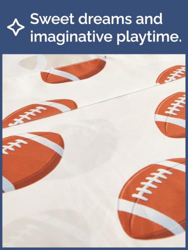 Image of Kids Full Size Football Bed Sheets - 4 Piece Kids Football Sheet Set - Sporty Touchdown Bedding - Ultra-Soft, Cute & Cozy - Breathable & Machine Washable - Bed Set for Boys, Girls, Teens & Toddlers