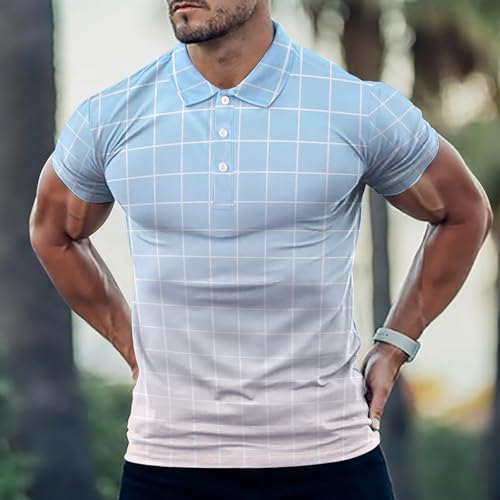 Polo de golf homme manches courtes coupe sèche imprimé bleu - 2