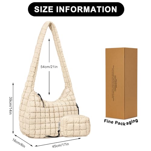 Image of GASSDA Puffer Tote Bag for Women Large Quilted Puffy Lightweight Carryall Crossbody Tote Bag for Women
