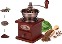 Manuelle Kaffeemühle Einstellbare Grobheit Kaffeemühle Mahlwerk Kaffeebohnenmühle Vintage Holz Handmühle Handheld Kaffeemühle für Haus Küche Büro Camping Reisen – Ansicht 1