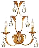 Material: Eisen, Murano Glas Casa Padrino Luxus Barock Kristall Wandleuchte Antik Gold 37 x 14 x H. 47 cm - Elegante Metall Wandlampe mit edlem Murano Glas - Barock Leuchten