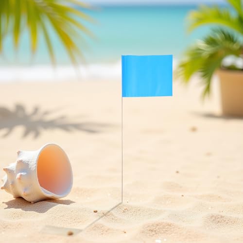 Drapeaux de sécurité bleus piquets en fil d'acier robuste et PVC durable
