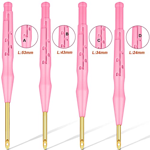 Willbond 17 Piece Punch Needle Embroidery Kits Adjustable Rug Yarn Wooden Handle Pen Threader Cloth For Floss Cross Stitching Beginner (Pink, Purple) #TOP3