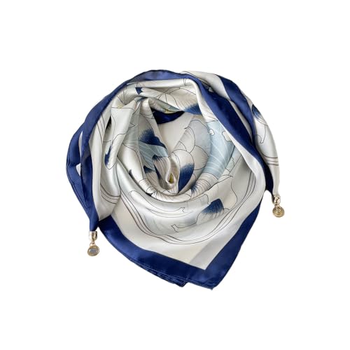 Neck Scarf with Magnetic Buckle 27.5 Inch Chiffon Neckerchief Floral Print Head Scarves Hair Bandanas Head Wrap