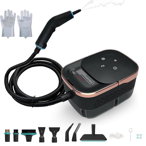 Limpiador a Vapor, Limpiador a Vapor de Mano Multiusos 2500W con 6 Velocidades Ajustables y 8 Tipos de Boquillas, 1250ML Portátil de Alta Presión