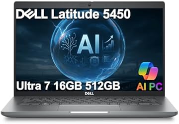 Dell Latitude 5450 5000 Business AI PC Laptop (14" FHD, Intel 12-Core Ultra 7 155U, 16GB DDR5 RAM, 512GB SSD), Backlit KB, Fingerprint, 1080p IR Webcam, 2x Thunderbolt 4, Ethernet, HDMI, Win 11 Pro