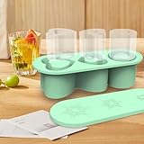 Ice Cube Tray for Stanley Cups, Silicone Ice Cube Molds with Lid for Making 3 Hollow Cylinder Ice Cube, Accessories for 30-40 Oz Stanley Tumbler for Chilling Cocktails,Whiskey,Drinks,Coffee (Purple)