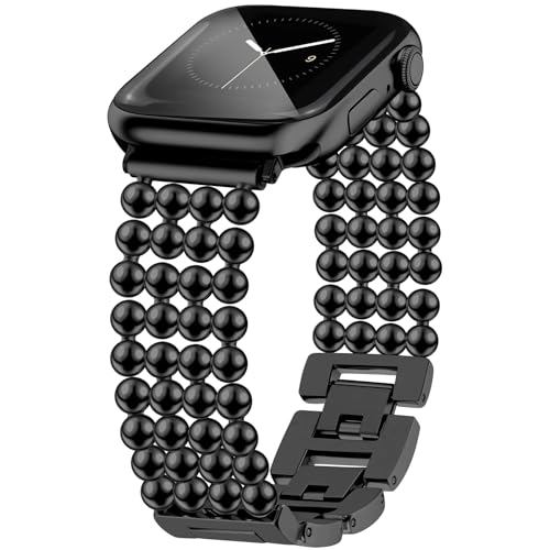 JR.DM �r�[�Y�u���X���b�g �u���b�N�o���h ���f�B�[�X Apple Watch 42mm (S3/2/1) 44mm 45mm 46mm�ɑΉ� ���߉\�ȋ����������p�X�g���b�v �t�@�b�V�����h���b�V�[���X�g�o���h iWatch SE Series 11