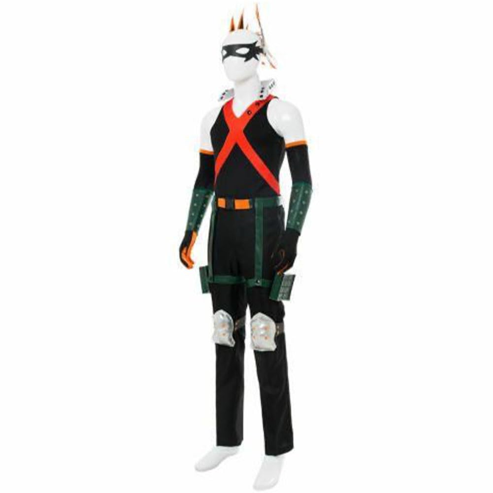 Zhongkaihua MHA - Disfraz de anime Bakugou Katsuki, conjunto completo de una sola pieza para Halloween, carnaval, fiesta, disfraz