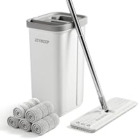 JOYMOOP Mop und Eimer mit Wringer Set, Hands Free Flat Floor Mop und Eimer, mit 5 waschbaren Mikrofaserpads, Nass- und Trockeneinsatz, Bodenreinigungssystem – Ansicht 6