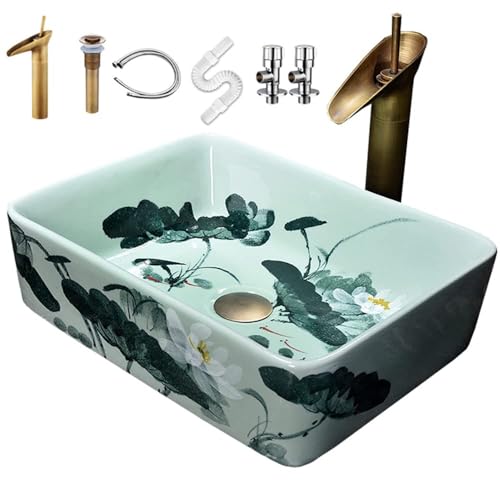 Tomiki 洗面ボウル 洗面ボールセット 洗面器 手洗い器 手洗いボウル 置き型 洗面鉢 手洗台 洗面台 複数サイズオプション 高温焼成 陶器製 おしゃれ 高級排水金具付き