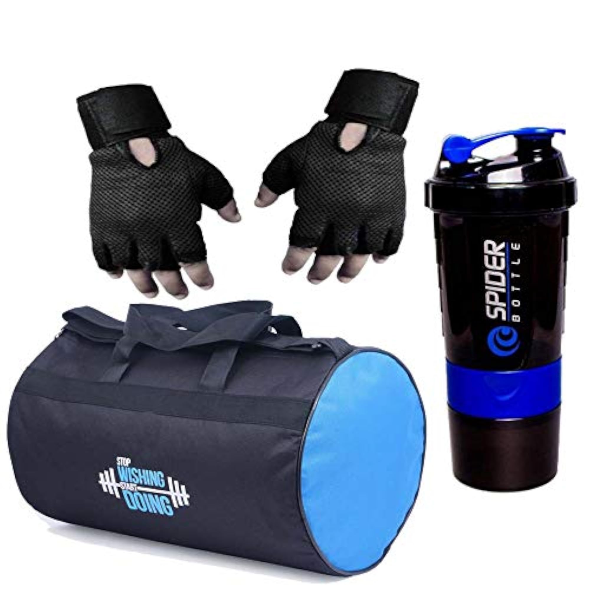 Durable Polyester Duffel Gym Bag with Water Bottle & Gloves