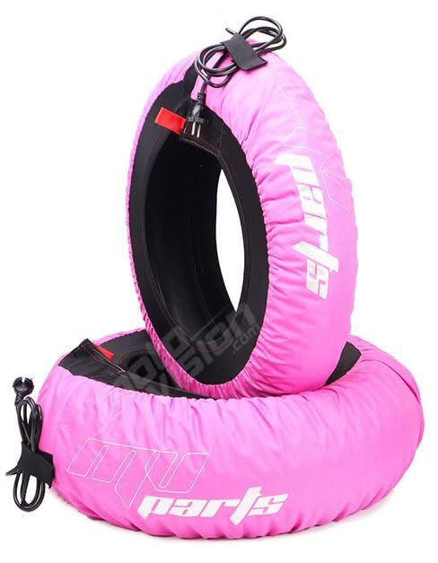 Paire Chauffe-pneus moto rose Couverture chauffante Pneu 110-120/R17 + 180-200/R17 80 degrés