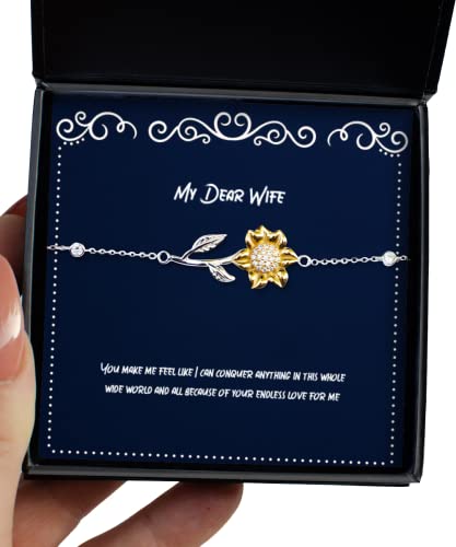 You Make me Feel Like I can Conquer Anything in This Whole Wide World and All Sunflower Bracelet, Wife Jewelry, for Wife