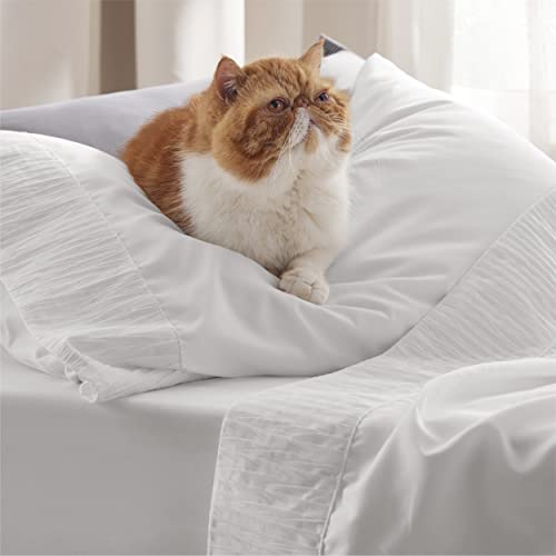 Bedsure White Twin Xl Comforter Set Bundle Twin Xl Sheets For College Dorm #TOP7