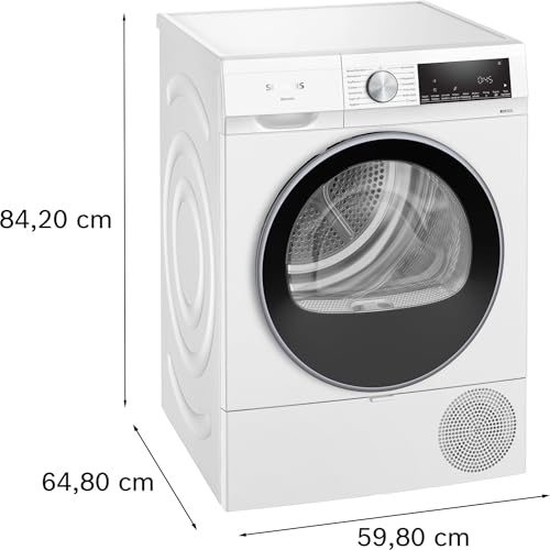 Siemens WQ43G2D0EM, iQ500, Smarter Wärmepumpentrockner 9 kg, autoDry, speedPack, Reversierende Trommel, Nachlegefunktion, halbe Beladung, Trommelinnenbeleuchtung, Weiß