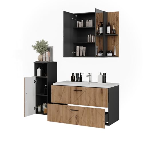 Vicco Set Di Mobili Da Bagno Antracite/Artisan 4 Parti - 5
