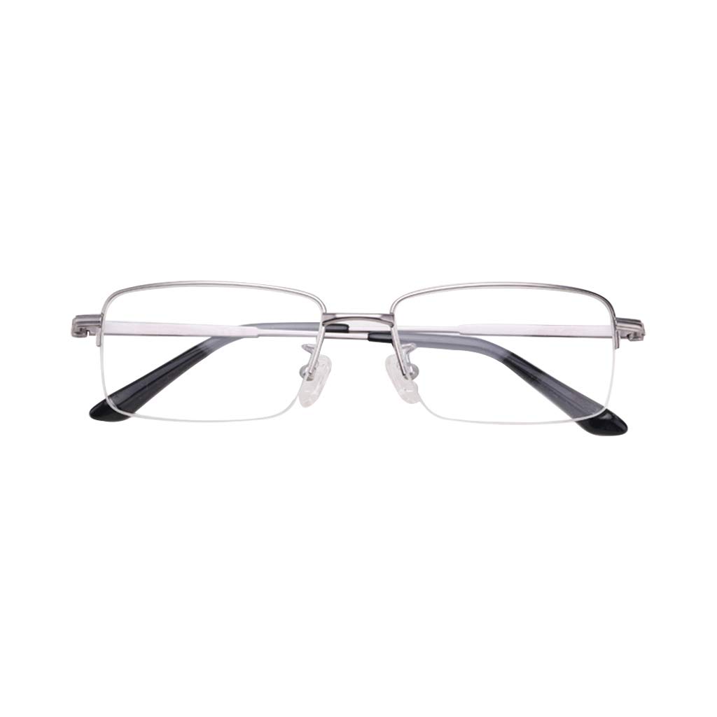Gafas de lectura con bloqueo de luz azul, con lentes antideslumbrantes y antifatiga ocular for hombres, medio marco de metal for liberar el estrés y reducir la fatiga visual ( Color : Gun Color , Size