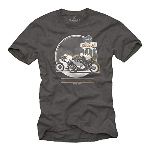 T-Shirt Moto Homme - Cafe Racer Tee Shirt Biker - Isle of Man TT Gris XXXL