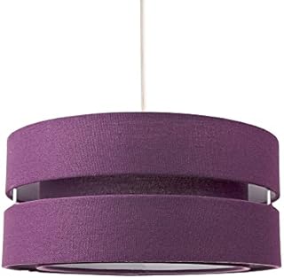 Contemporary Quality Purple Linen Fabric Triple Tier Ceiling Pendant Light Shade | 60w Maximum | Designer Style | 26cm Diameter by Happy Homewares