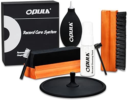 Vinyl Record Cleaner, 7-in-1 Record Cleaning kit - Soft Velvet - Nylon Microfiber Brush - Cleaner Fluid - Label Protector - Air Blower Cleaner - Stylus Brush - Brush for Velvet for Records Albums