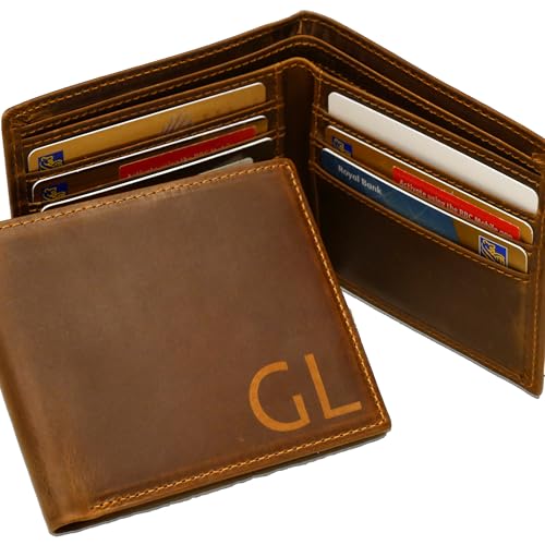Personalized Wallet for Men - Custom Engraved Mens Leather Wallets - Monogram Customized for Him - Fathers Day, Birthday, Anniversary, Unique Personalized Mens Gift Idea for Dad, Husband, Brother, Son