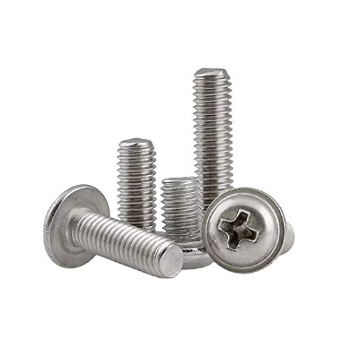 BOZONLI Flanged Head Button Machine Screws Bolts, Stainless Steel Phillips Head Screw Fasteners, M4*6mm,30 pcs