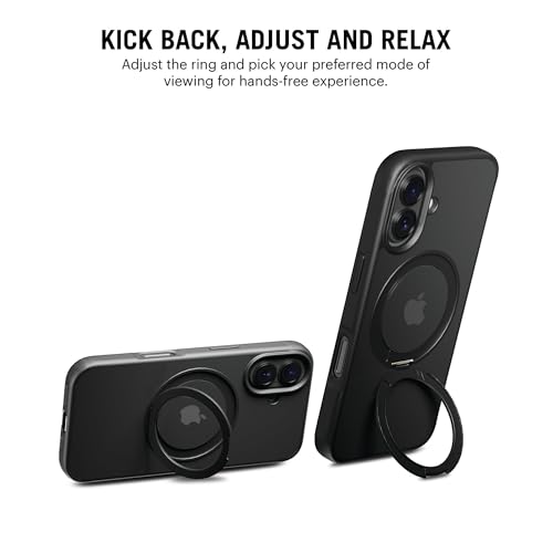 Image of DailyObjects Polycarbonate Case for iPhone 16 Plus Compatible with Mag-Safe Wireless Charging,Halo 2.0 with Rotatable Stand Slim Shockproof Back Cover