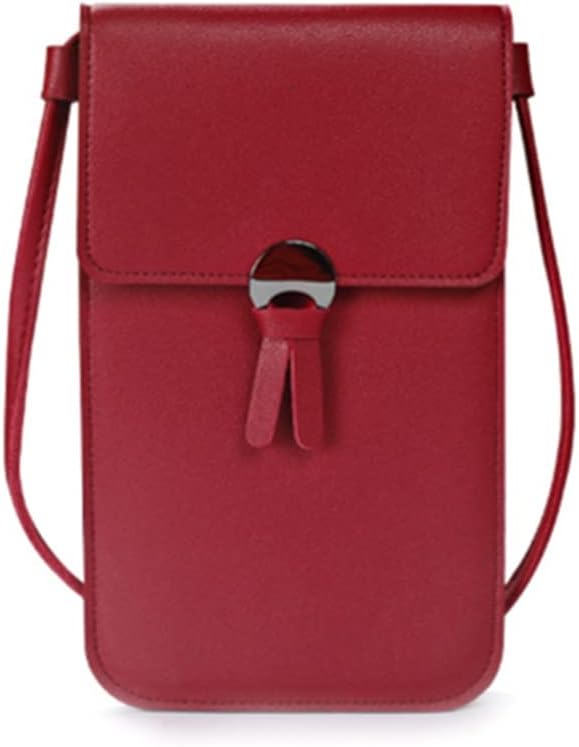 Women Outdoor Pocket Wallet Crossbody Bag Heart Shaped Decorative Mobile Phone Screen Touch
