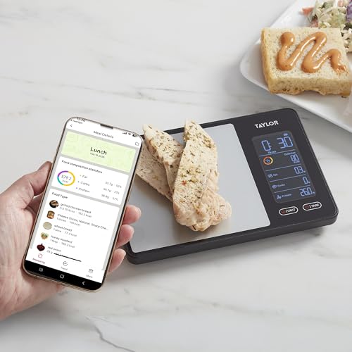 Taylor 5340117 Smart Food Scale with Precision Hub App, Digital Kitchen Scale for Macro Tracking and Calorie Logging, 11 lb Capacity, Measures Grams, Ounces & Liquids, Batteries Included by Taylor - Used condition - Image 3