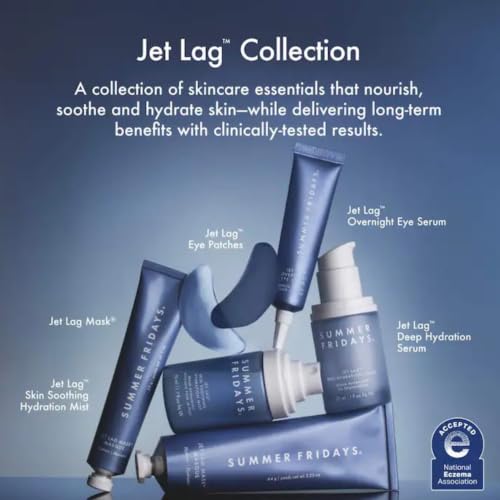 Image of Summer Fridays Jet Lag Hydrating Eye Patches - De-puffing Hydrogel Under Eye Masks with Hyaluronic Acid, Caffeine + Peptides - Soothing + Refreshing At-Home + Travel Skin Care (6 Pairs)