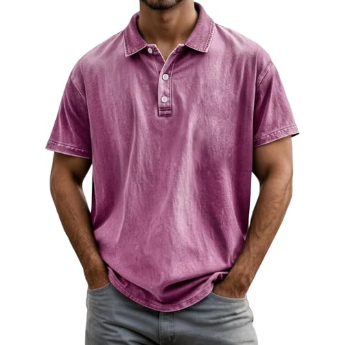 T-shirt en coton pour homme coupe régulière haut vintage uni confortable