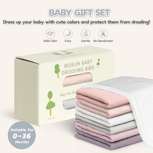 Image of Susurration Muslin Baby Drool Bibs 10Pack Soft Square Adjustable Bandana Bibs for Unisex Baby Girls & Boys
