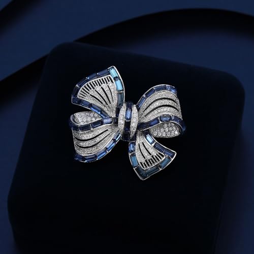 Image of YeapYeap Bow Brooches for Women Girl - Austrian Rhinestone Scarf Pin for Ladies Wedding Bouquet Broach for Birthday, Christmas, Anniversary(Silver)