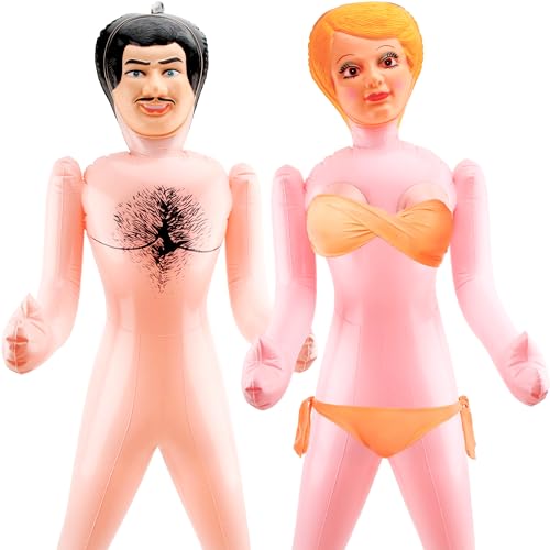 2 Pack 59 Inch Funny Inflatable Doll Life Size Blow Up Tricky Doll for Halloween Gag Prank Props Tricky Game Bachelorette Party 2 Styles