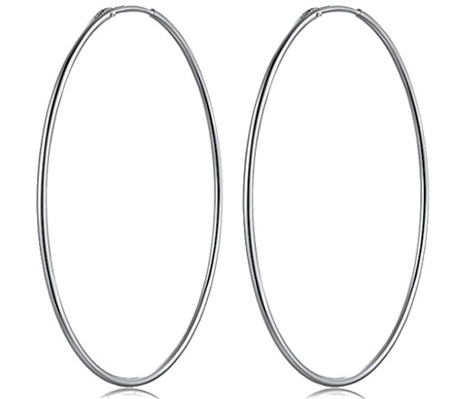 PAPOLY® Hoop Earrings 925 SILVER, Confortable et léger, Diamètres: 25-30-35-40-45-50-60-75-80mm (60mm)