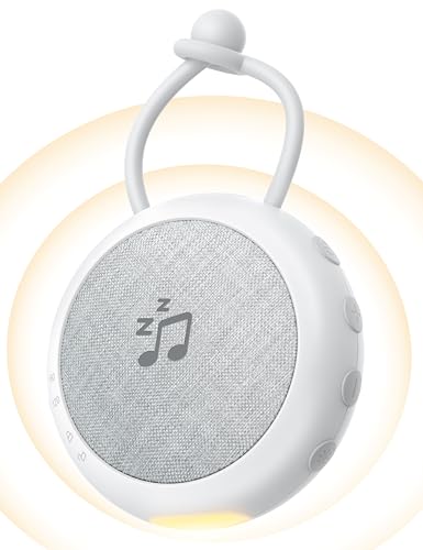 Image of Sympa Portable Sound Machine, Baby Sound Machine Portable with 10 Natural Soothing Sounds, Sound Machine Baby Travel with Night Light for Sleep Aid, Rechargeable Sound Machine for Adult, White