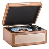 LOVIGA Retro Cute CD Player Bluetooth with HiFi Speakers, Rechargeable Desktop CD Player for Home with Remote Control, Vintage Leather Suitcase CD Player Support AUX/U Disk/TF/Headphone Jack